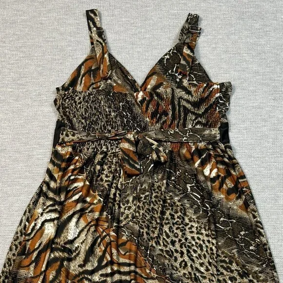 Studio West Apparel Sleeveless Midi Dress Womens Size L Multicolor Animal Print - Picture 8 of 14